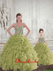 2015 Brand New Beading and Ruffles Olive Green Princesita Dress